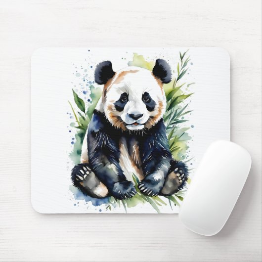 Beautiful Watercolor Panda Bear Mousepad (Mit Mouse)