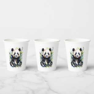 Beautiful Watercolor Panda Bear Pappbecher