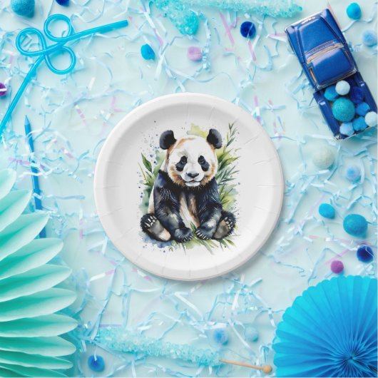 Beautiful Watercolor Panda Bear Pappteller (Party)