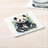Beautiful Watercolor Panda Bear Rechteckiger Pappuntersetzer (angewinkelt)