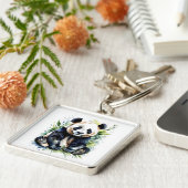 Beautiful Watercolor Panda Bear Schlüsselanhänger (Seite)