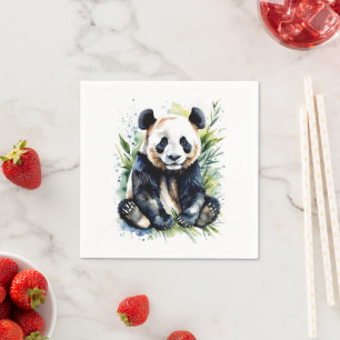 Beautiful Watercolor Panda Bear Serviette