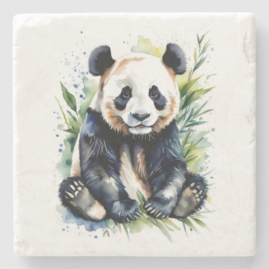Beautiful Watercolor Panda Bear Steinuntersetzer (Vorderseite)