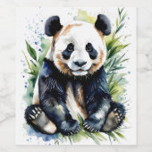Beautiful Watercolor Panda Bear Weinetikett (Einzelnes Label)