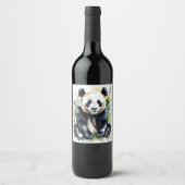 Beautiful Watercolor Panda Bear Weinetikett (Vorderseite)