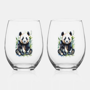 Beautiful Watercolor Panda Bear Weinglas Ohne Stiel
