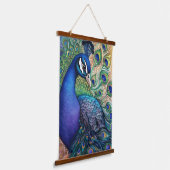 Beautiful Watercolor Peacock Wandteppich Mit Holzrahmen (Gewinkelt)