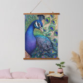 Beautiful Watercolor Peacock Wandteppich Mit Holzrahmen (Schlafzimmer)