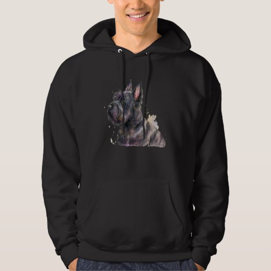 Beautiful Watercolor Scottish Terrier Portrait Hoodie (Vorderseite)