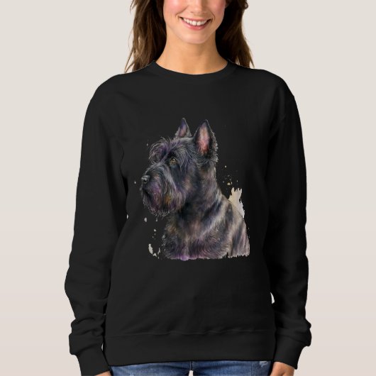Beautiful Watercolor Scottish Terrier Portrait Sweatshirt (Vorderseite)
