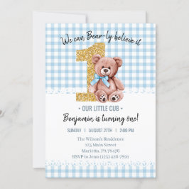 Beautiful Watercolor Teddy Bear 1. Geburtstag Einladung
