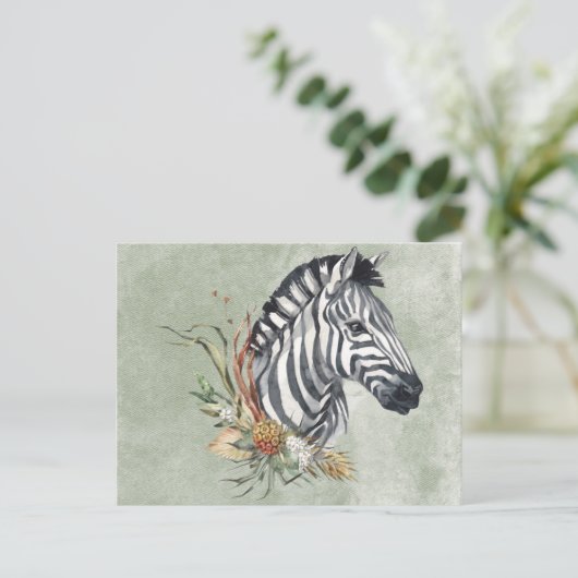 Beautiful Watercolor Zebra Postkarte (Stehend Vorderseite)