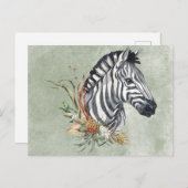 Beautiful Watercolor Zebra Postkarte (Vorne/Hinten)