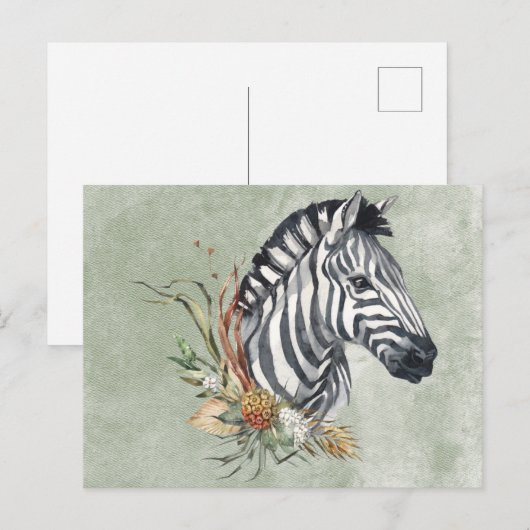 Beautiful Watercolor Zebra Postkarte (Vorne/Hinten)