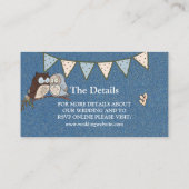 Beautiful Wedding Blue Brown Owl Glitter Detail Begleitkarte (Rückseite)