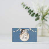 Beautiful Wedding Blue Brown Owl Glitter Detail Begleitkarte (Stehend Vorderseite)