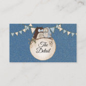 Beautiful Wedding Blue Brown Owl Glitter Detail Begleitkarte (Vorderseite)