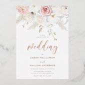 Beautiful Wedding Flowers Real Rose Gold  Folieneinladung (Vorderseite)