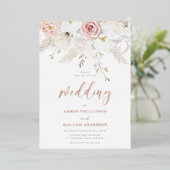 Beautiful Wedding Flowers Real Rose Gold Folieneinladung (Stehend vorne)
