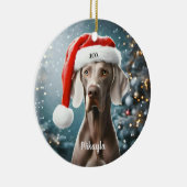 Beautiful Weimaraner with Santa Hat Christmas Keramik Ornament (Rechts)