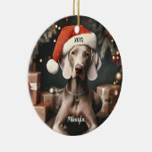 Beautiful Weimaraner with Santa Hat Christmas Keramik Ornament (Rechts)