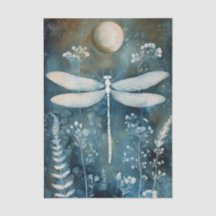 Beautiful White Dragonfly Cyanotype Printing
