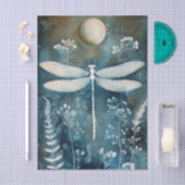 Beautiful White Dragonfly Cyanotype Printing Seidenpapier (Handwerk)