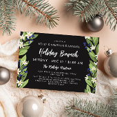 Beautiful White Floral Blue Berries Holiday Brunch Einladung