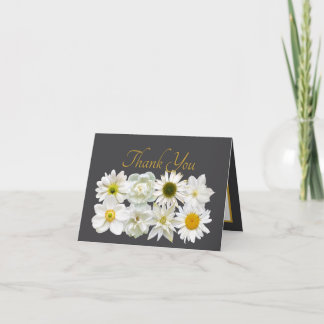 Beautiful White Flowers Floral Bouquet Thank You Karte