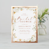 Beautiful White Flowers Rose Gold Bridal Shower Folieneinladung (Stehend vorne)