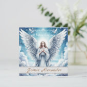 Beautiful White Guardian Angel Einladung (Stehend Vorderseite)