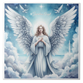 Beautiful White Guardian Angel Fliese