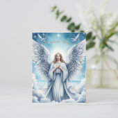 Beautiful White Guardian Angel Postkarte (Stehend Vorderseite)