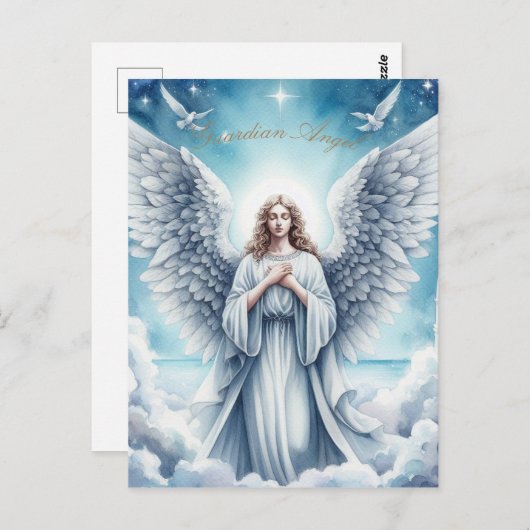 Beautiful White Guardian Angel Postkarte (Vorne/Hinten)