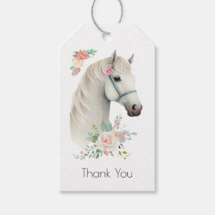 Beautiful White Horse Boho Floral Vielen Dank Geschenkanhänger