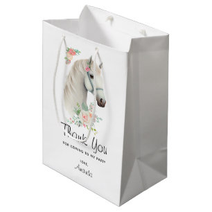 Beautiful White Horse Boho Floral Vielen Dank Mittlere Geschenktüte