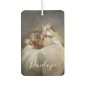 Beautiful White Horse Boho Monogram Name Autolufterfrischer (Vorderseite)