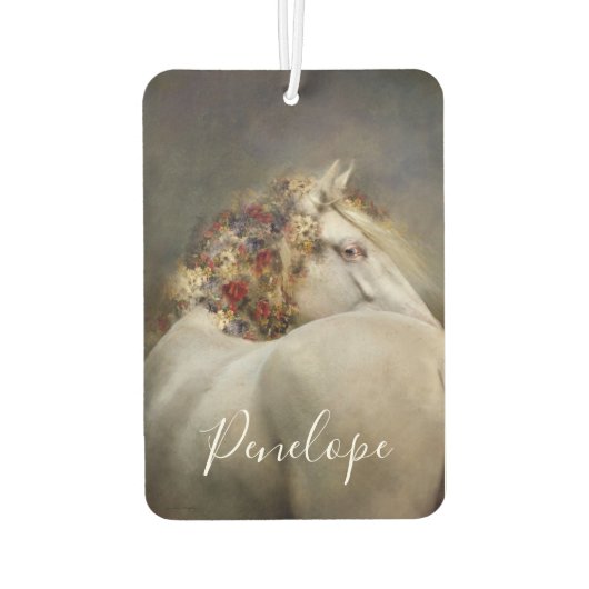 Beautiful White Horse Boho Monogram Name Autolufterfrischer (Rückseite)