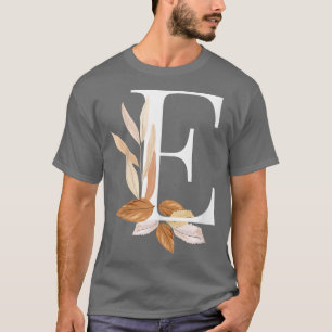 Beautiful White Letter E Fall Autumn Initial Leave T-Shirt