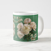 Beautiful White & Pink Peonies Name Monogram Jumbo-Tasse (Vorderseite Rechts)