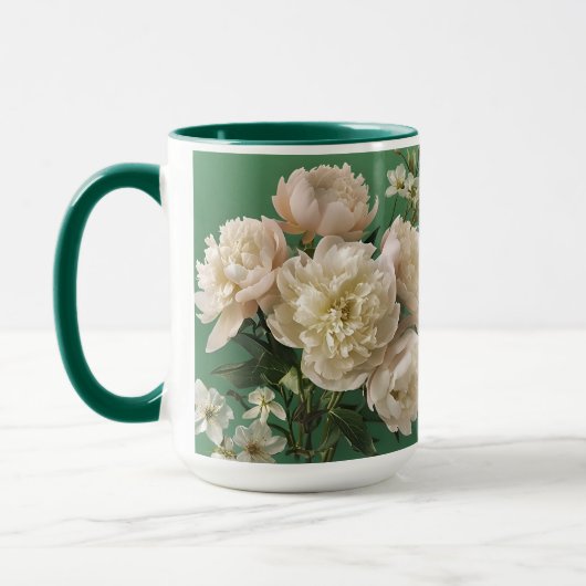 Beautiful White & Pink Peonies Name Monogram Tasse (Links)