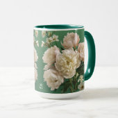 Beautiful White & Pink Peonies Name Monogram Tasse (VorderseiteRechts)