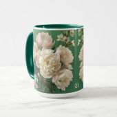 Beautiful White & Pink Peonies Name Monogram Tasse (Vorderseite Links)