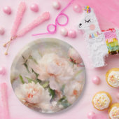 Beautiful White & Pink Peonies On Pink Background Pappteller (Party)