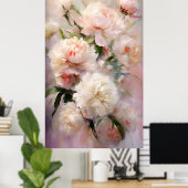 Beautiful White & Pink Peonies On Pink Background Poster (Heimbüro)