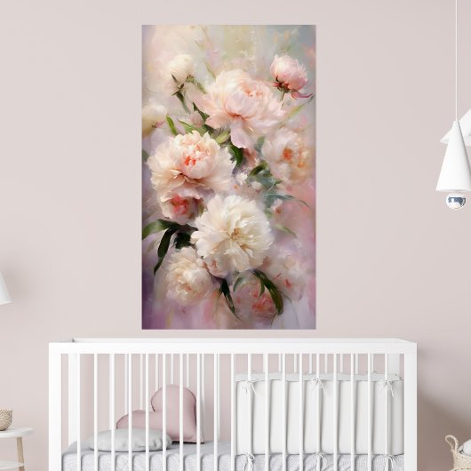 Beautiful White & Pink Peonies On Pink Background Poster (Kinderzimmer 2)