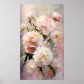 Beautiful White & Pink Peonies On Pink Background Poster (Vorne)