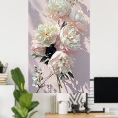 Beautiful White & Pink Peonies On Pink Background Poster (Heimbüro)