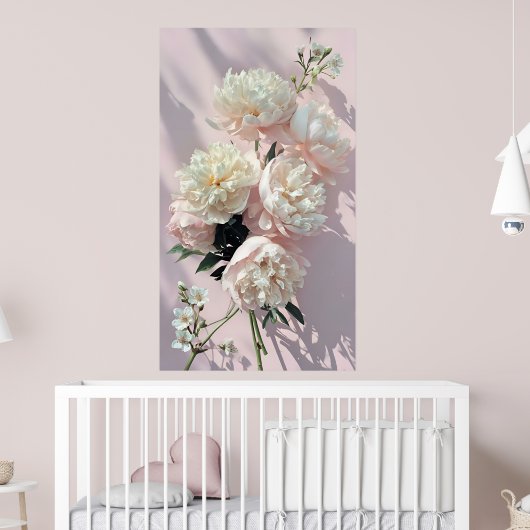 Beautiful White & Pink Peonies On Pink Background Poster (Kinderzimmer 2)