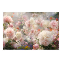 Beautiful White & Pink Peonies Watercolor Painting